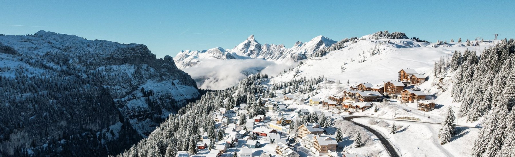 Skiresort Flaine in de winter - luchtfoto